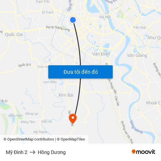 Mỹ Đình 2 to Hồng Dương map