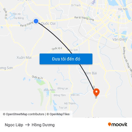 Ngọc Liệp to Hồng Dương map