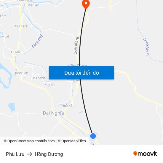 Phù Lưu to Hồng Dương map