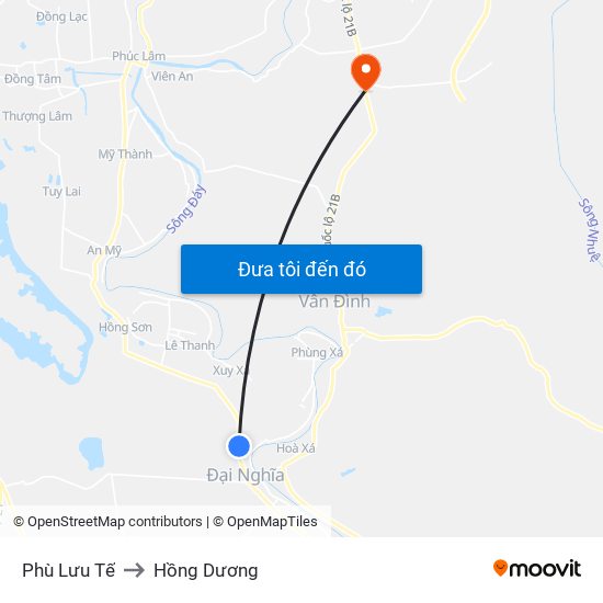 Phù Lưu Tế to Hồng Dương map