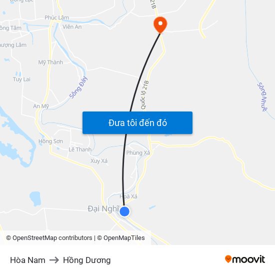 Hòa Nam to Hồng Dương map