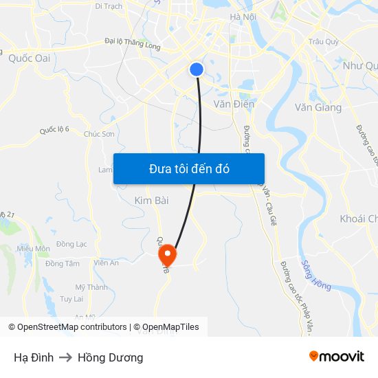 Hạ Đình to Hồng Dương map