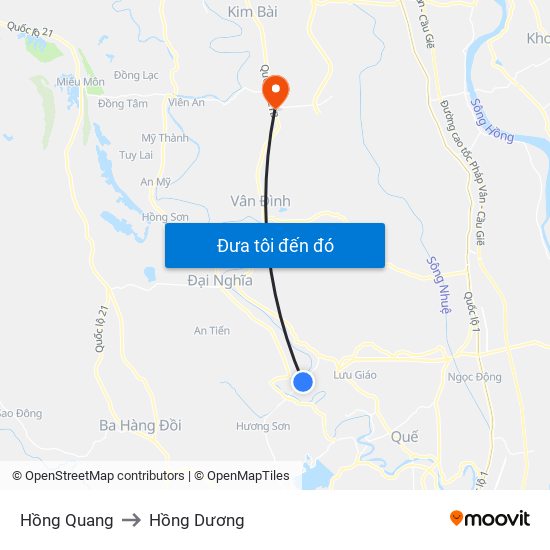 Hồng Quang to Hồng Dương map