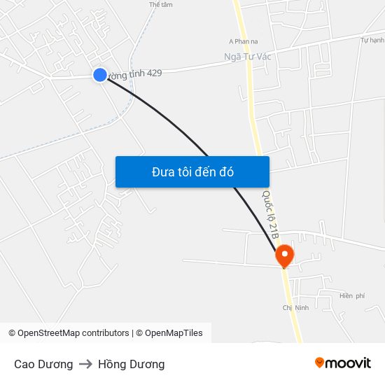 Cao Dương to Hồng Dương map