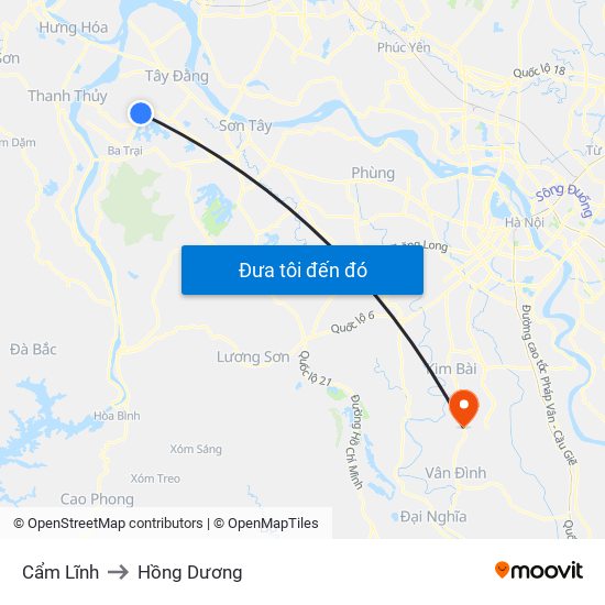 Cẩm Lĩnh to Hồng Dương map