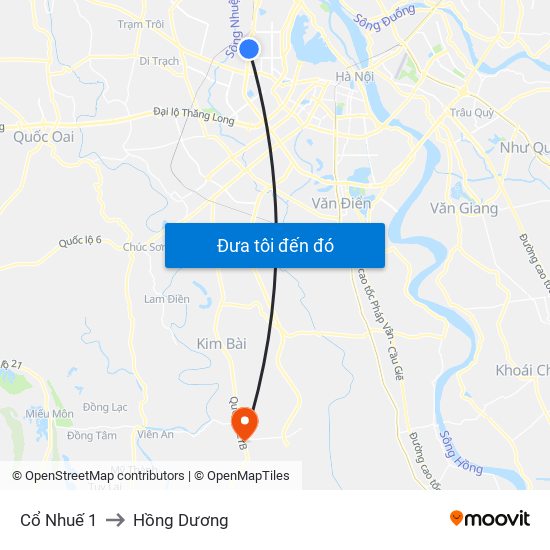 Cổ Nhuế 1 to Hồng Dương map