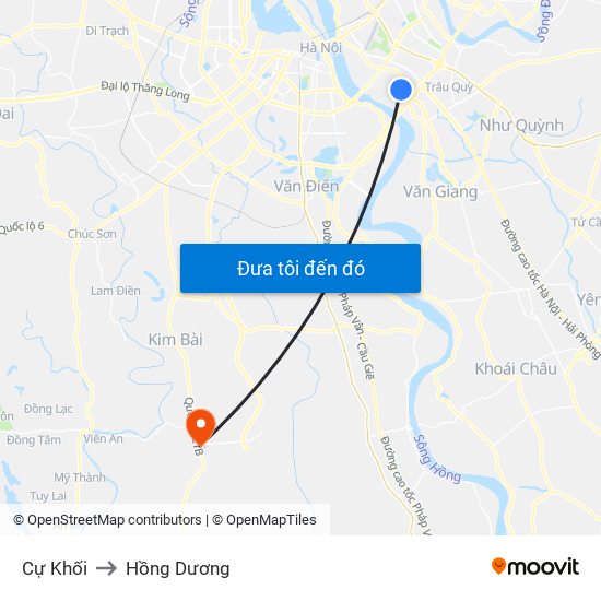 Cự Khối to Hồng Dương map