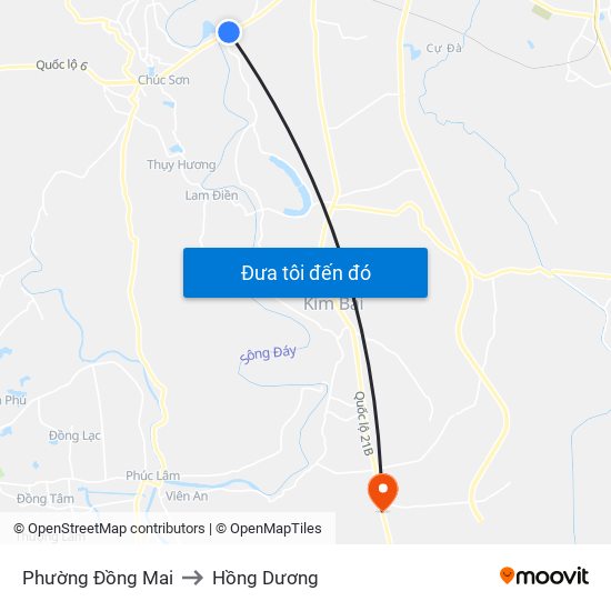 Phường Đồng Mai to Hồng Dương map