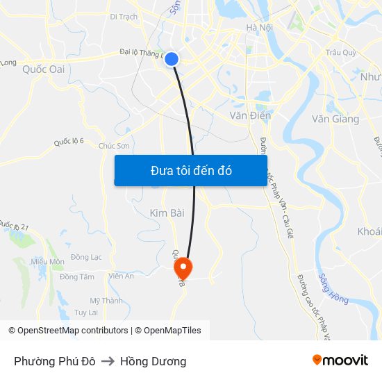 Phường Phú Đô to Hồng Dương map