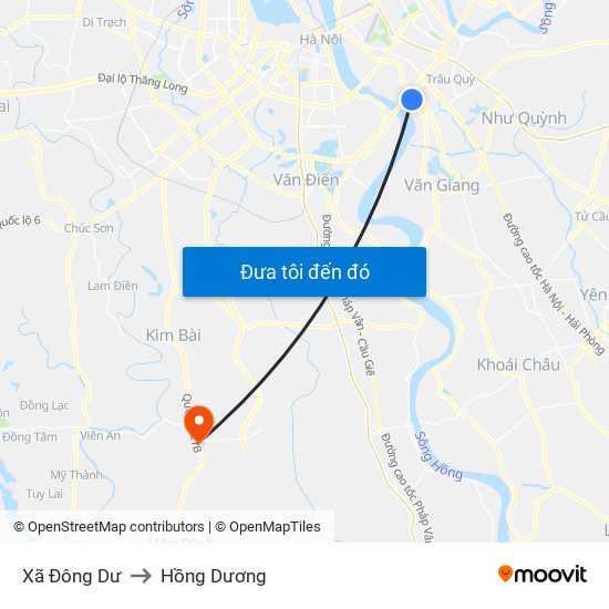 Xã Đông Dư to Hồng Dương map