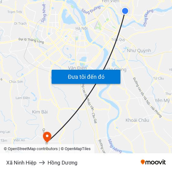 Xã Ninh Hiệp to Hồng Dương map