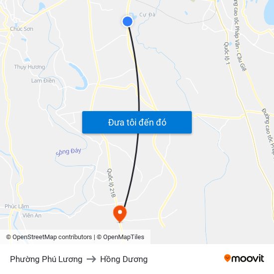 Phường Phú Lương to Hồng Dương map