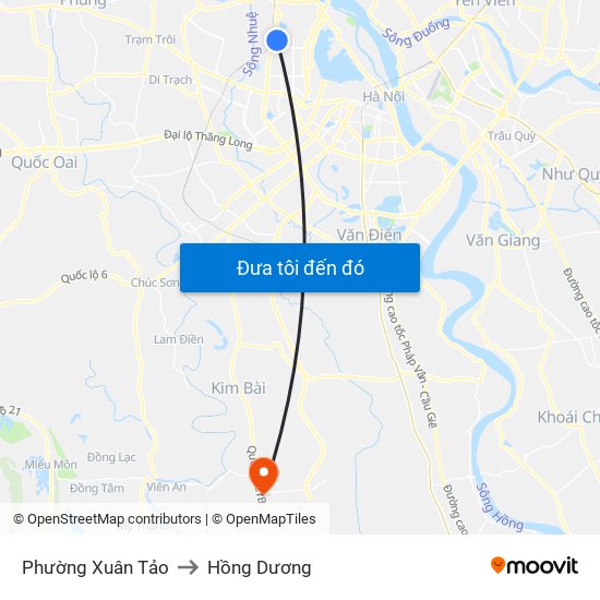 Phường Xuân Tảo to Hồng Dương map