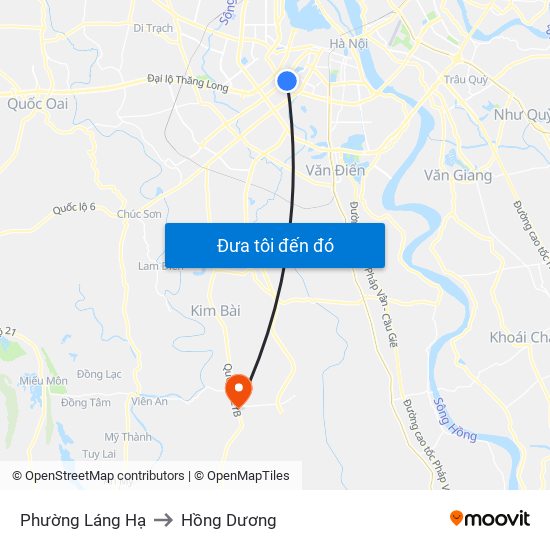 Phường Láng Hạ to Hồng Dương map