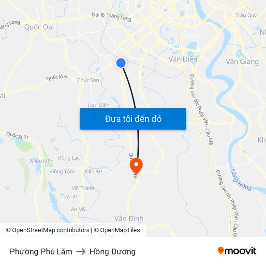 Phường Phú Lãm to Hồng Dương map