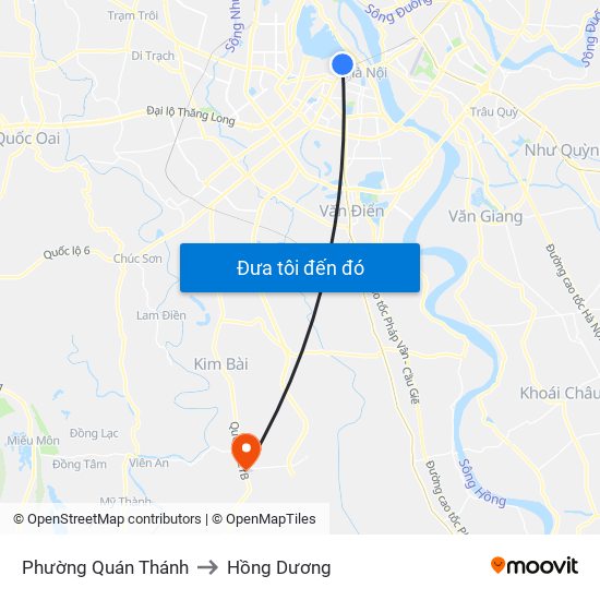 Phường Quán Thánh to Hồng Dương map