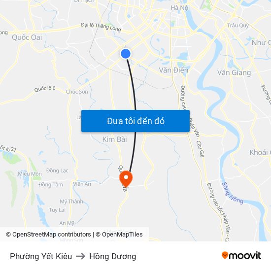 Phường Yết Kiêu to Hồng Dương map