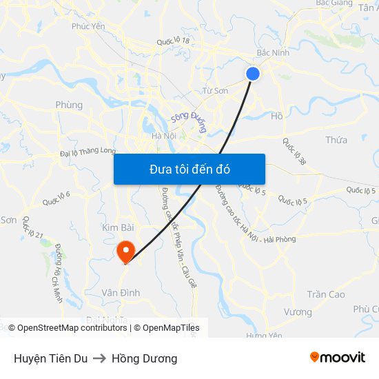 Huyện Tiên Du to Hồng Dương map