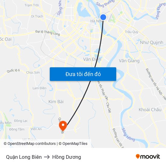 Quận Long Biên to Hồng Dương map