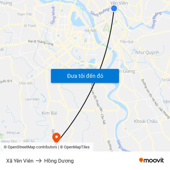 Xã Yên Viên to Hồng Dương map