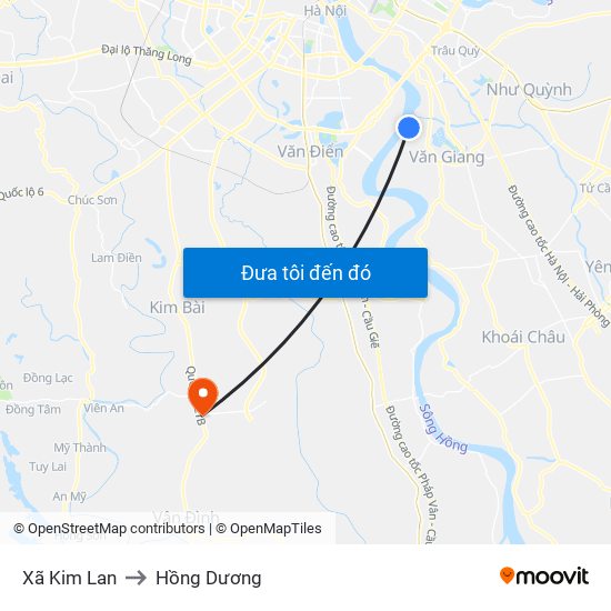 Xã Kim Lan to Hồng Dương map