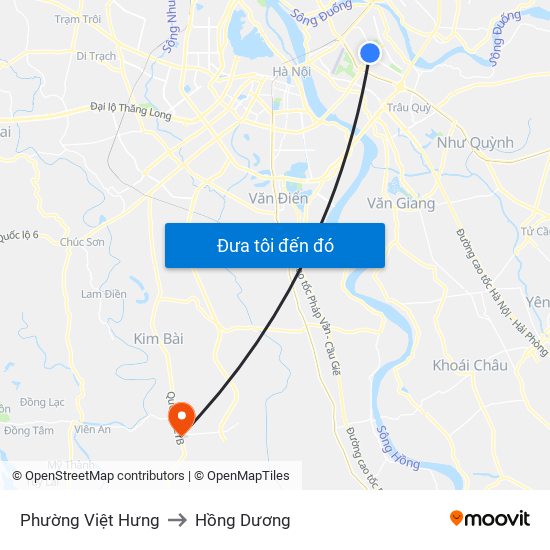 Phường Việt Hưng to Hồng Dương map