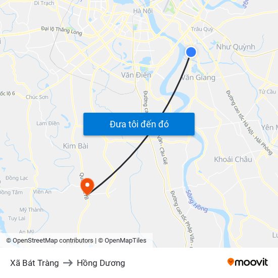 Xã Bát Tràng to Hồng Dương map