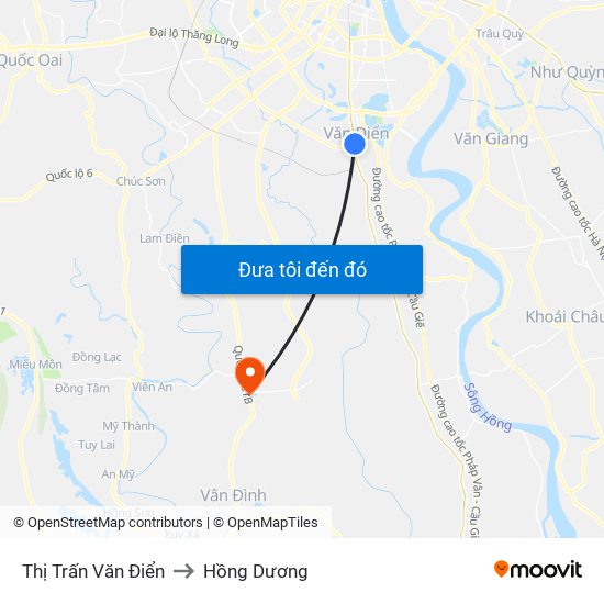 Thị Trấn Văn Điển to Hồng Dương map