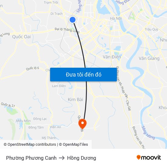 Phường Phương Canh to Hồng Dương map