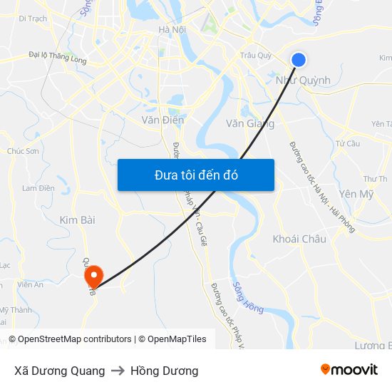 Xã Dương Quang to Hồng Dương map