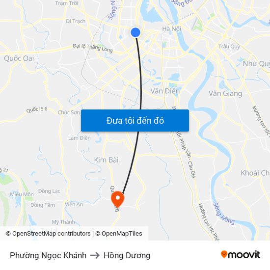 Phường Ngọc Khánh to Hồng Dương map