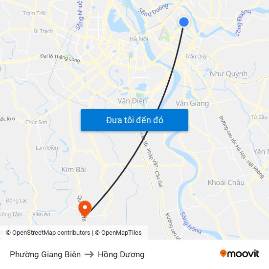 Phường Giang Biên to Hồng Dương map