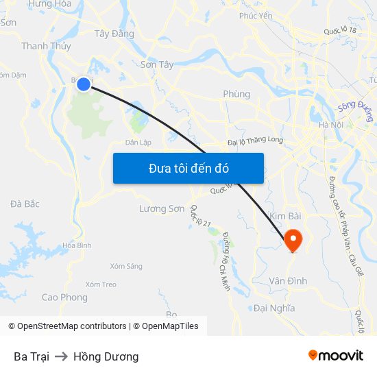 Ba Trại to Hồng Dương map