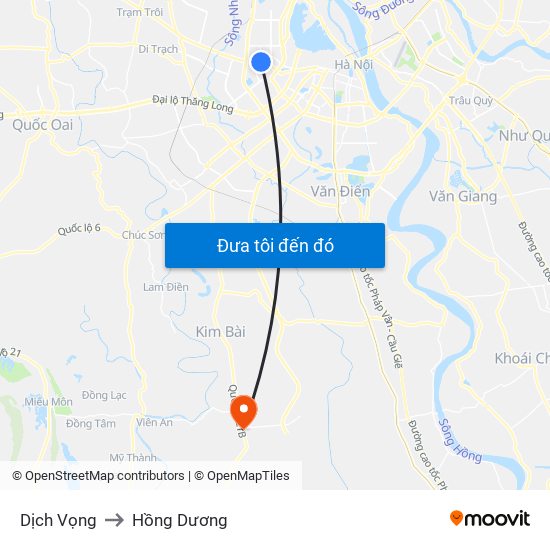 Dịch Vọng to Hồng Dương map