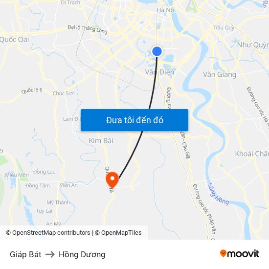 Giáp Bát to Hồng Dương map