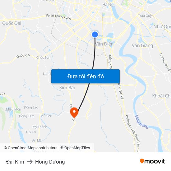 Đại Kim to Hồng Dương map