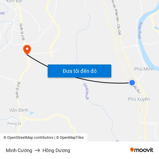 Minh Cường to Hồng Dương map