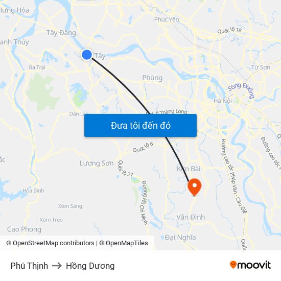 Phú Thịnh to Hồng Dương map