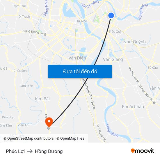 Phúc Lợi to Hồng Dương map