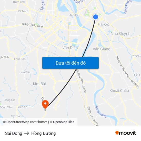 Sài Đồng to Hồng Dương map