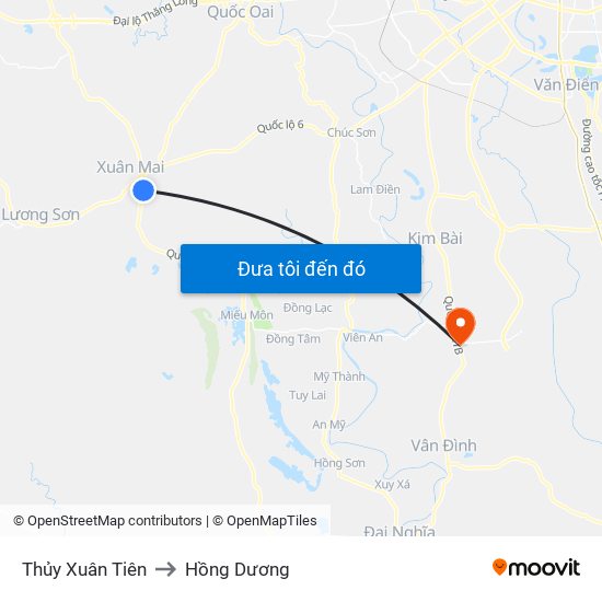 Thủy Xuân Tiên to Hồng Dương map