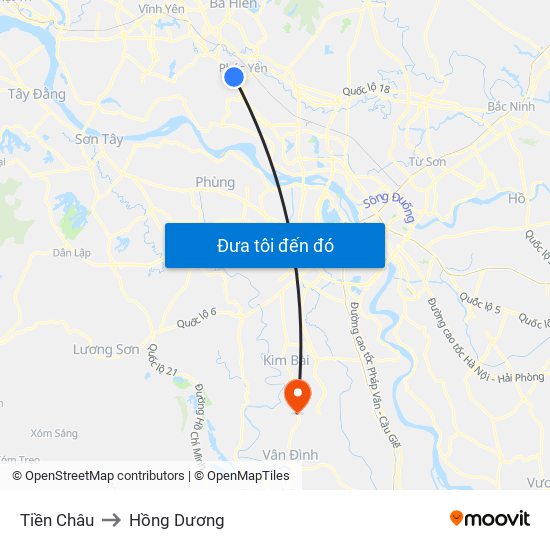 Tiền Châu to Hồng Dương map