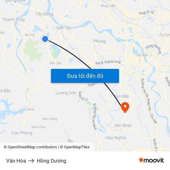 Vân Hòa to Hồng Dương map