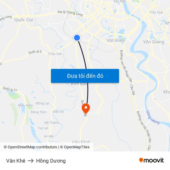 Văn Khê to Hồng Dương map