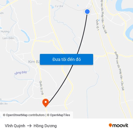 Vĩnh Quỳnh to Hồng Dương map