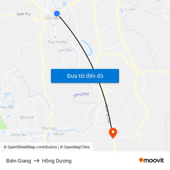 Biên Giang to Hồng Dương map