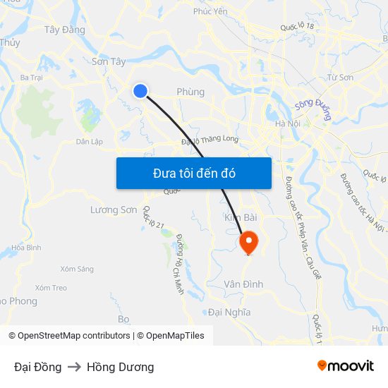 Đại Đồng to Hồng Dương map