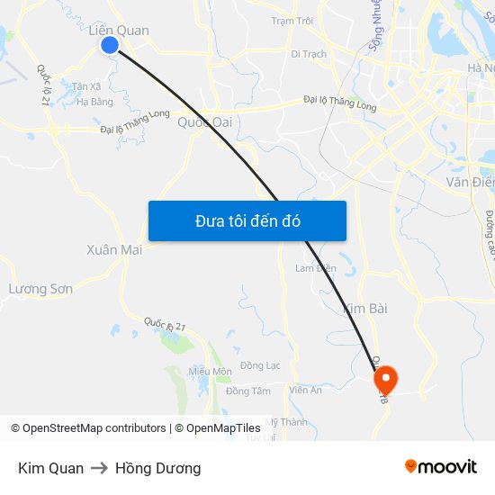 Kim Quan to Hồng Dương map