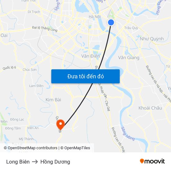 Long Biên to Hồng Dương map