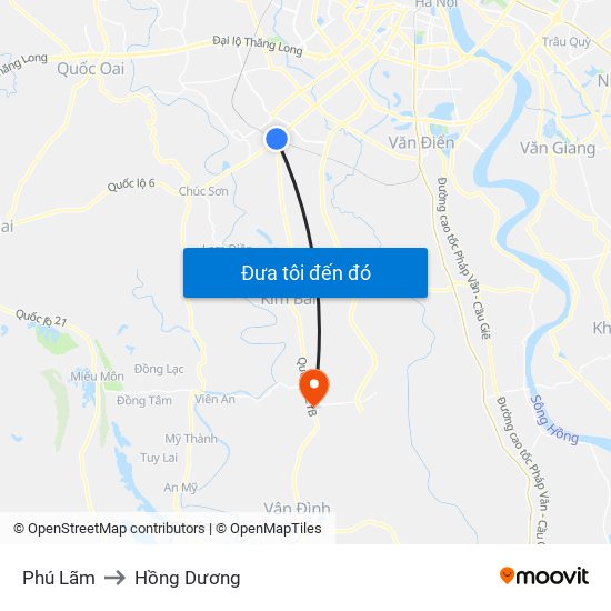 Phú Lãm to Hồng Dương map